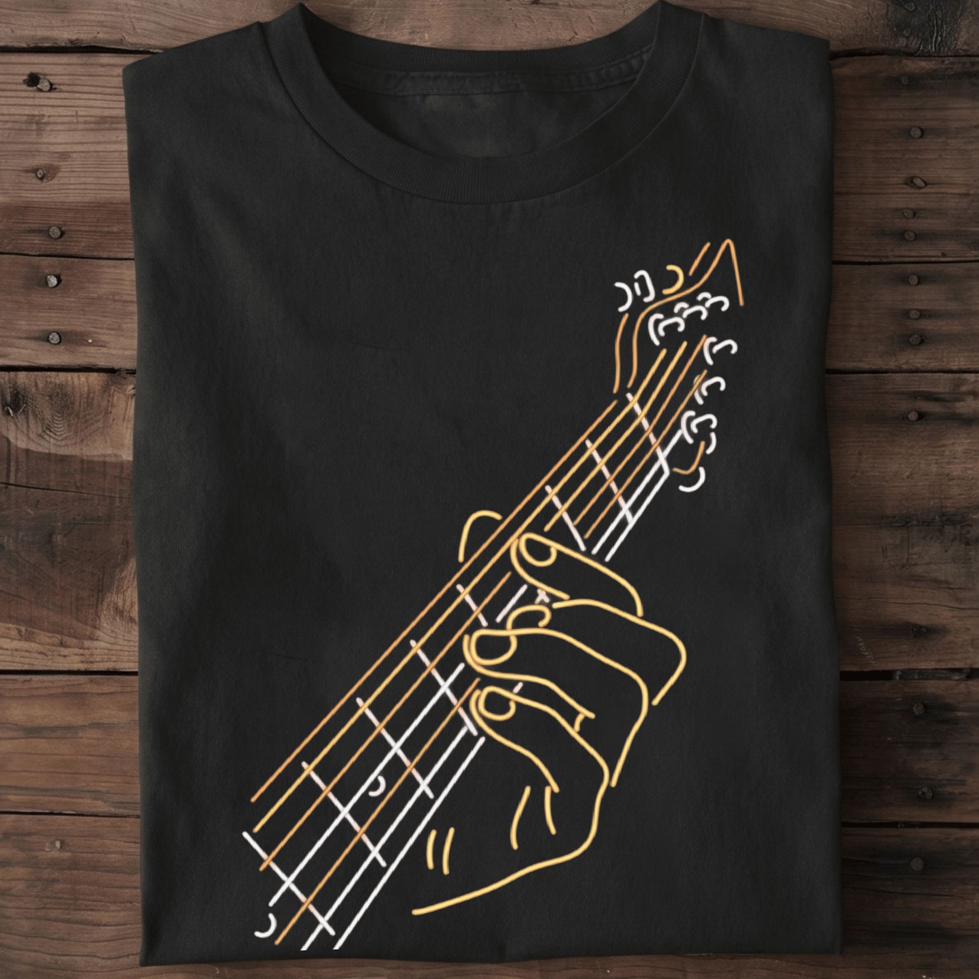 Neon Guitar Solo Tee — Vibrant Performance Shirt - The Music Frontiers