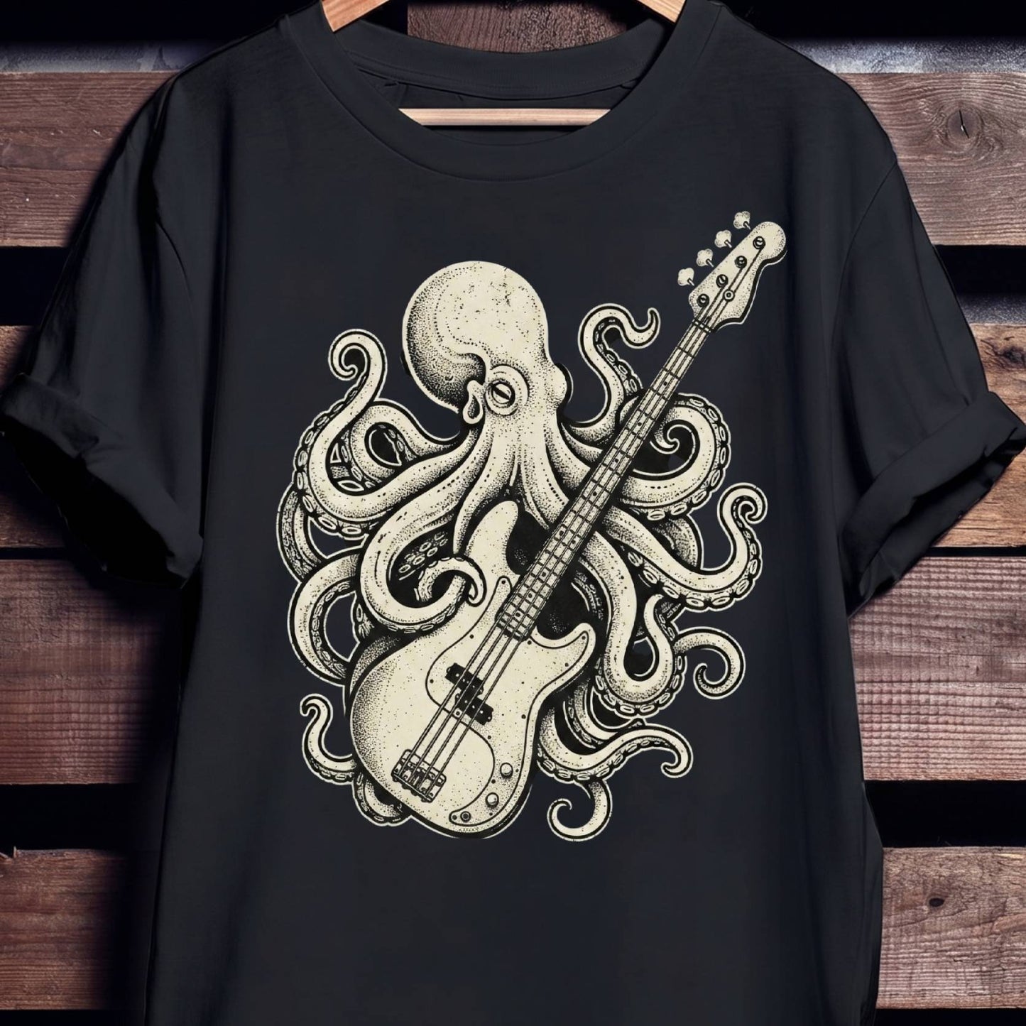 Octopus Bass Guitar Stippling Tee - Unisex Standard T-Shirt