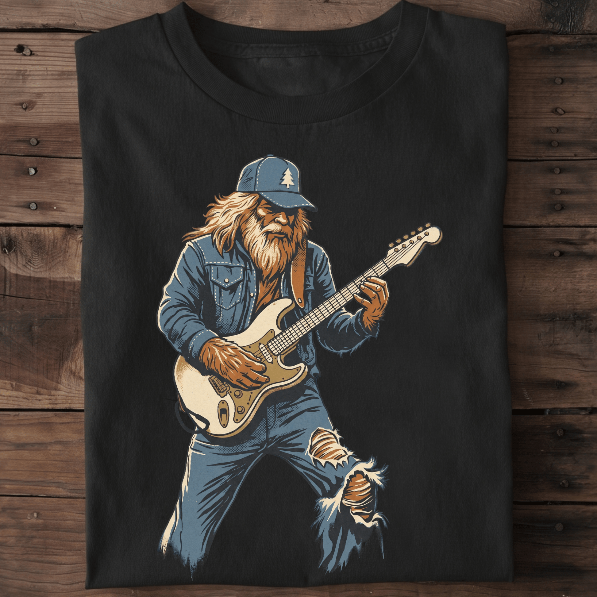 Old Man Rocker Denim Jacket Electric Guitar Design - The Music Frontiers