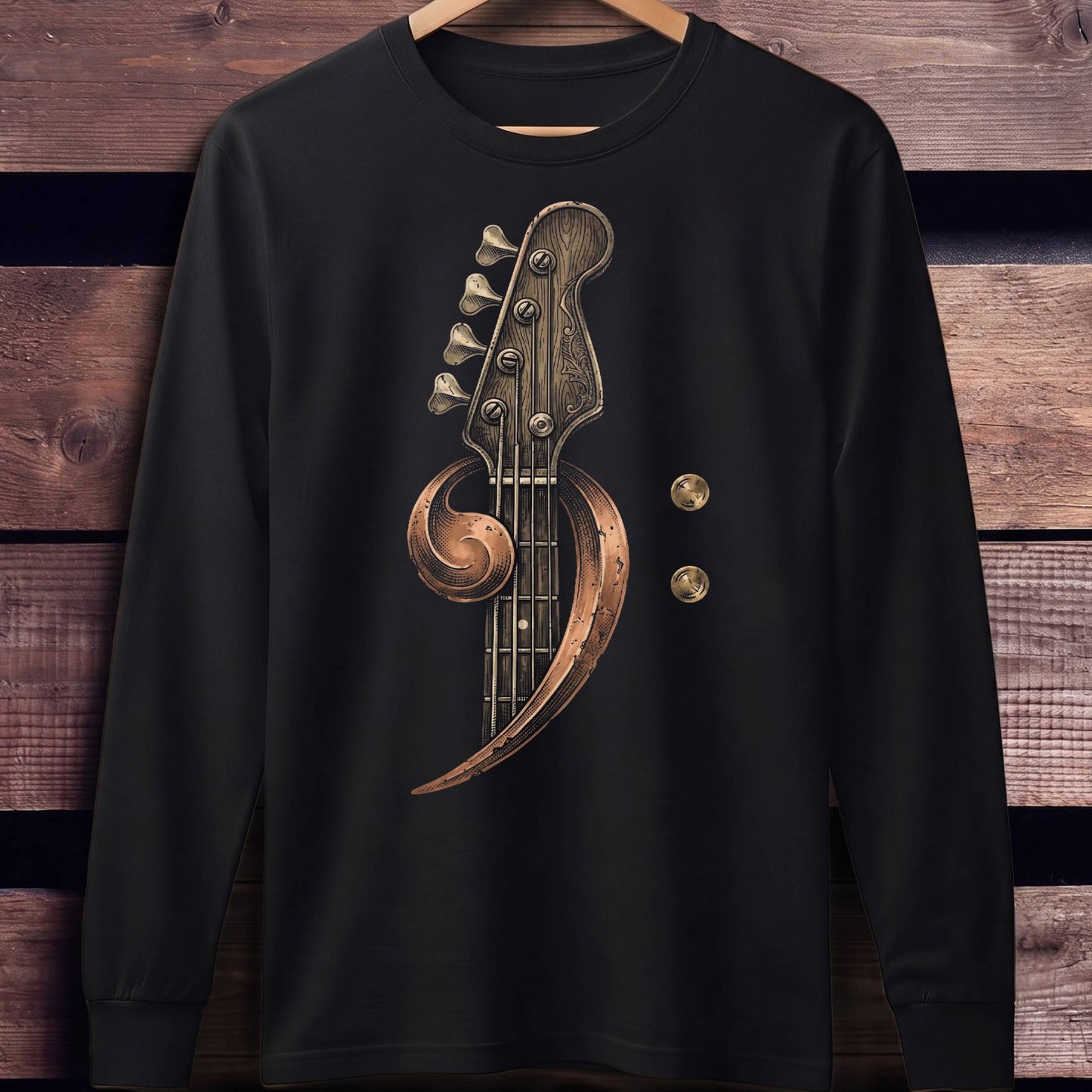 Ornate Bass Clef Woodcut Tee - Unisex Standard Long Sleeve