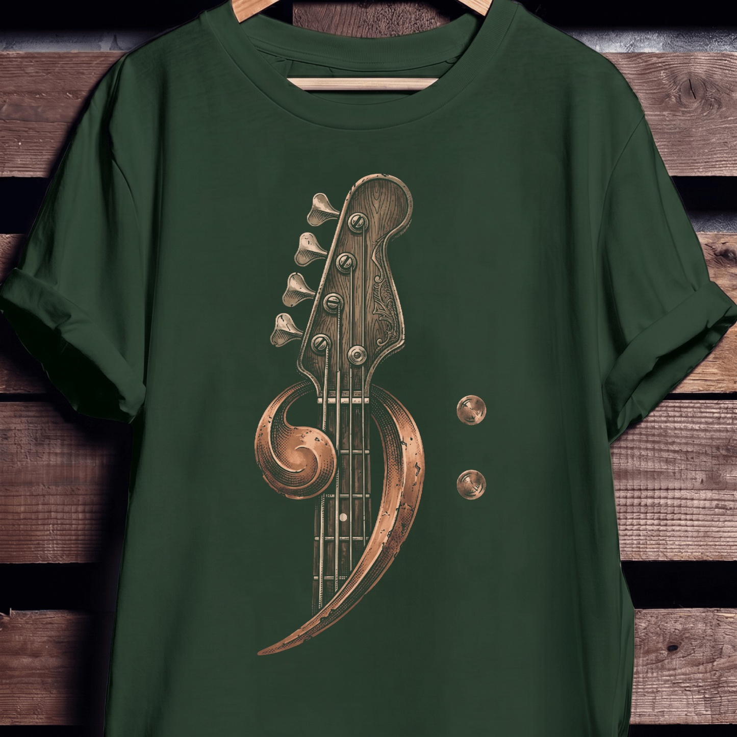 Ornate Bass Clef Woodcut Tee - The Music Frontiers