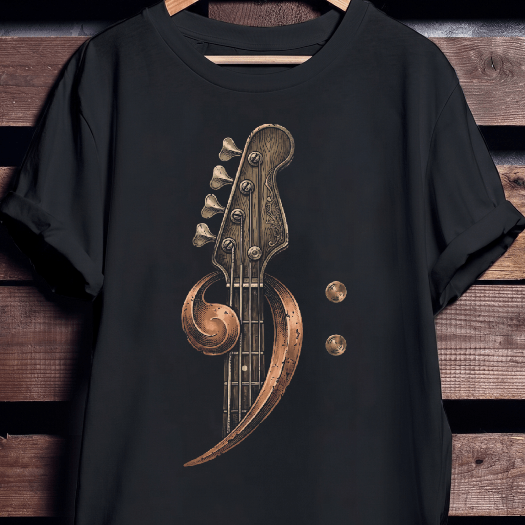 Ornate Bass Clef Woodcut Tee - The Music Frontiers