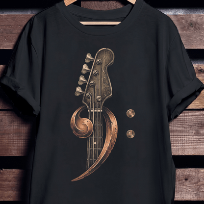Ornate Bass Clef Woodcut Tee - The Music Frontiers