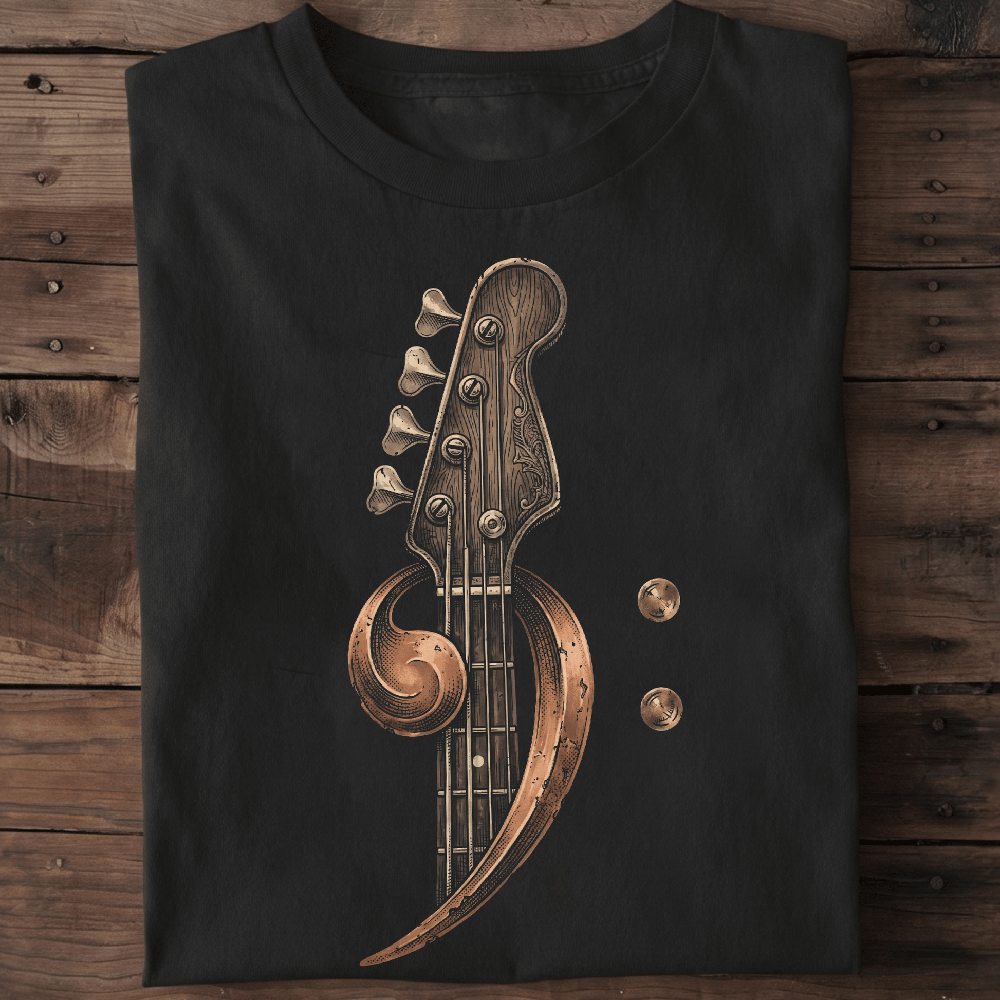 Ornate Bass Clef Woodcut Tee - The Music Frontiers