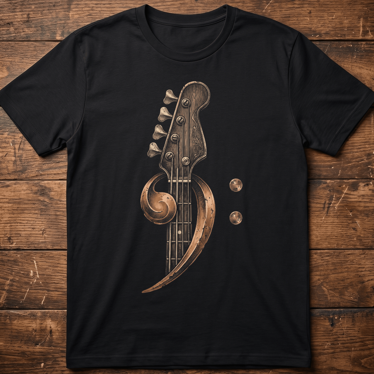 Ornate Bass Clef Woodcut Tee - The Music Frontiers