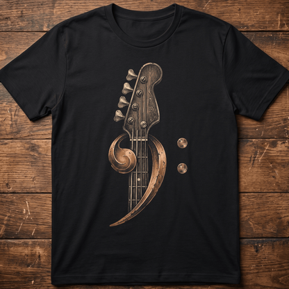 Ornate Bass Clef Woodcut Tee - The Music Frontiers