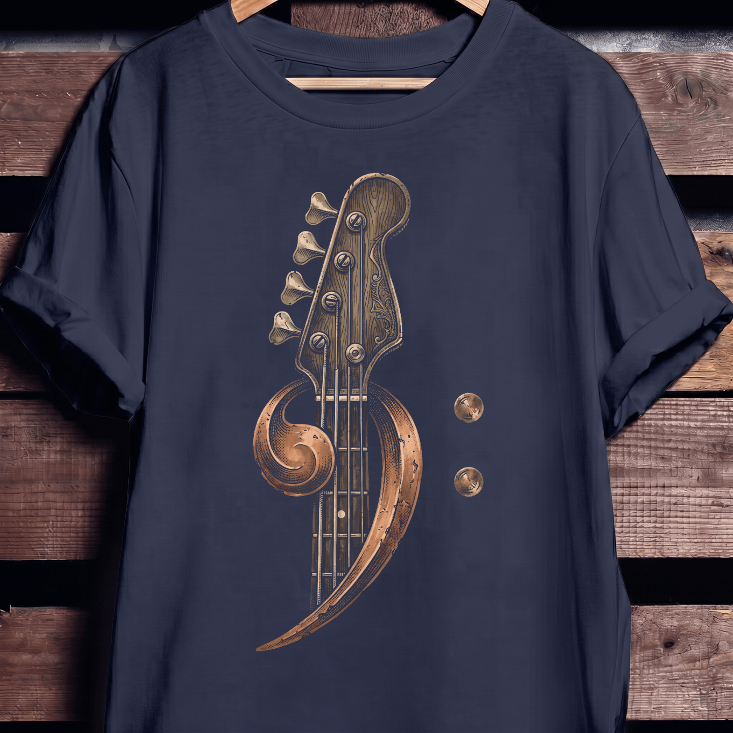 Ornate Bass Clef Woodcut Tee - The Music Frontiers