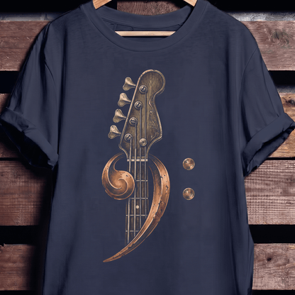 Ornate Bass Clef Woodcut Tee - The Music Frontiers