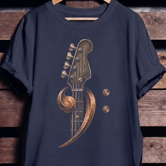 Ornate Bass Clef Woodcut Tee - The Music Frontiers