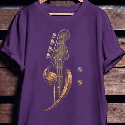 Ornate Bass Clef Woodcut Tee - The Music Frontiers