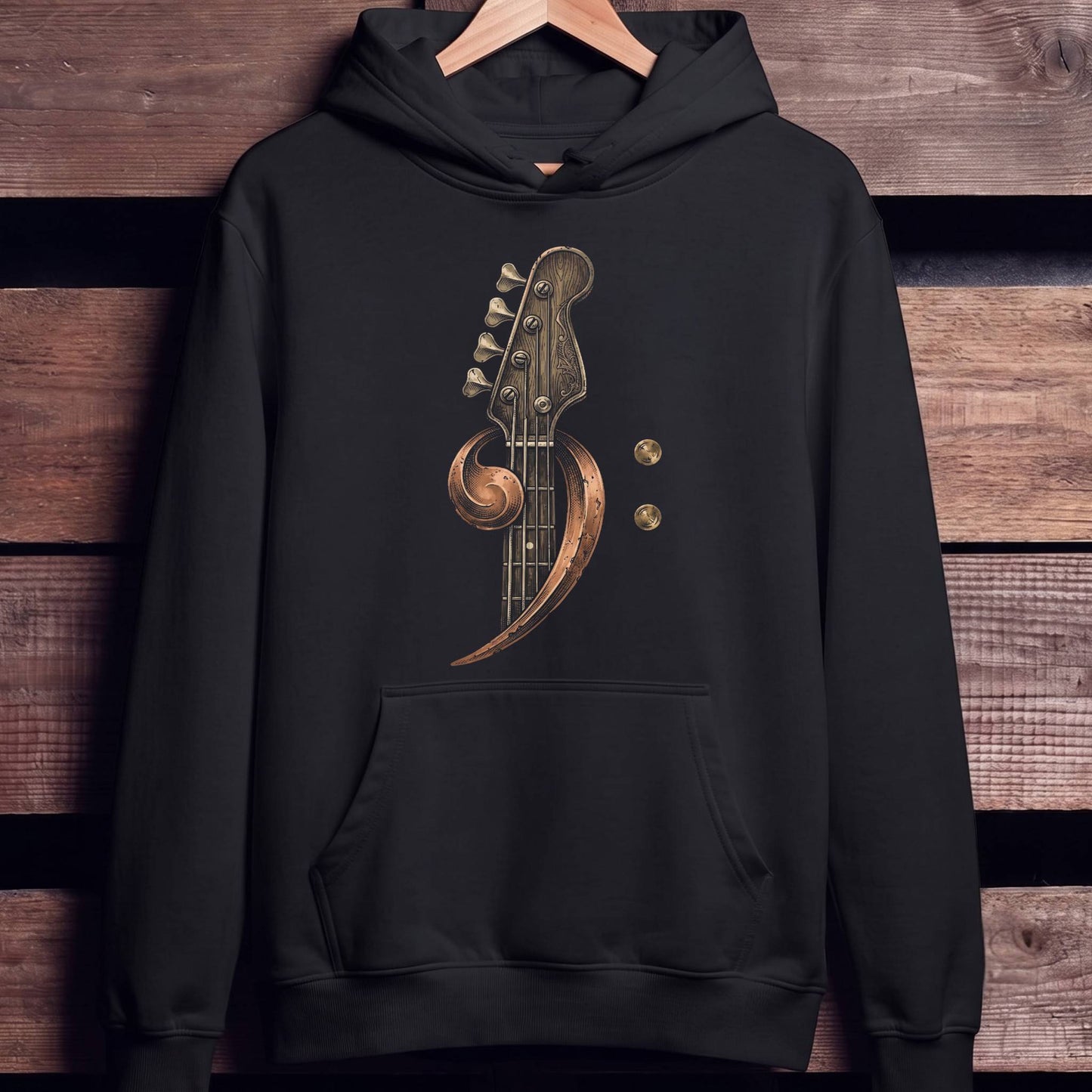 Ornate Bass Clef Woodcut Tee - Unisex Standard Hoodie