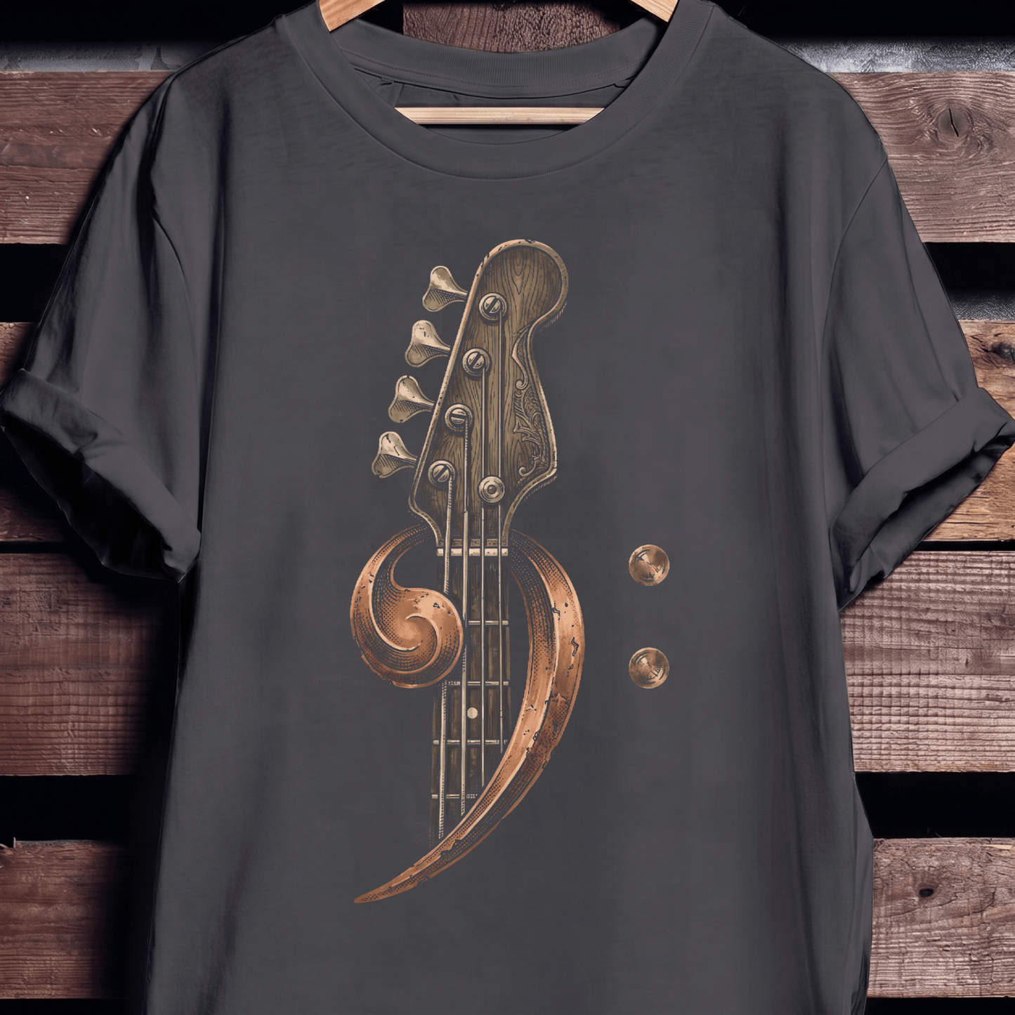 Ornate Bass Clef Woodcut Tee - The Music Frontiers