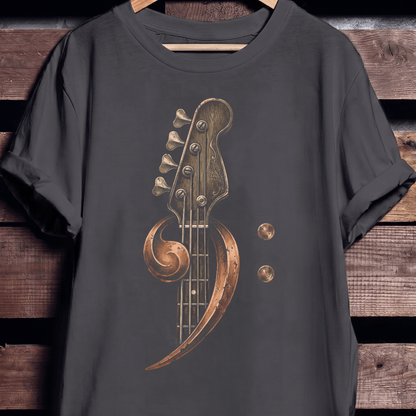 Ornate Bass Clef Woodcut Tee - The Music Frontiers
