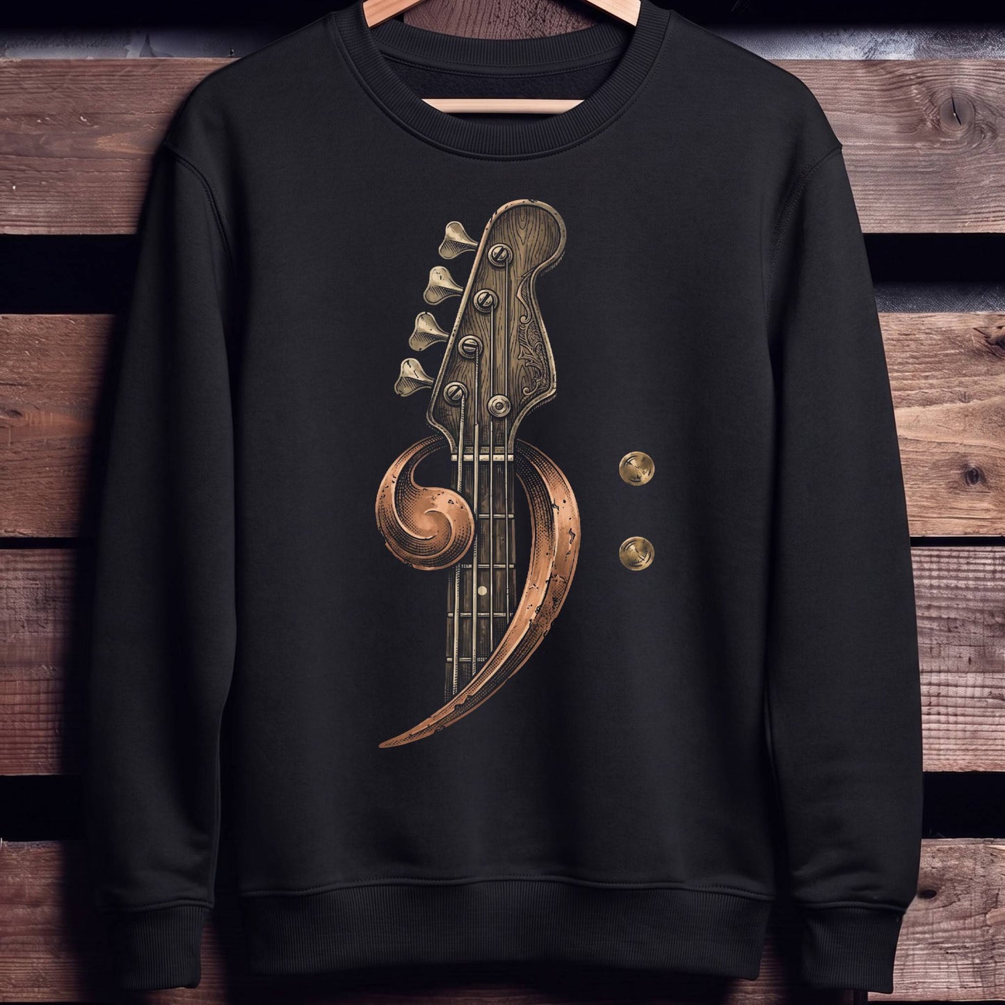 Ornate Bass Clef Woodcut Tee - Unisex Standard Crew Neck Sweatshirt