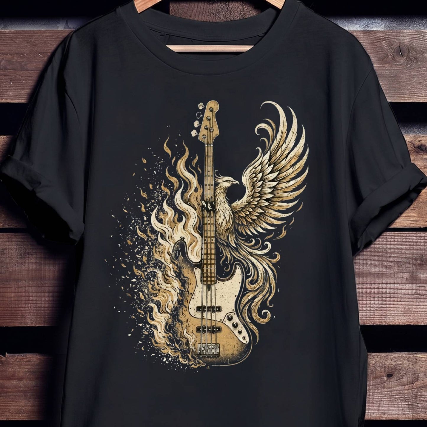 Phoenix Fire Bass Guitar Tee - Unisex Standard T-Shirt