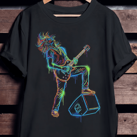 Playful Guitar Musician Tee — Retro Wave Shirt - The Music Frontiers