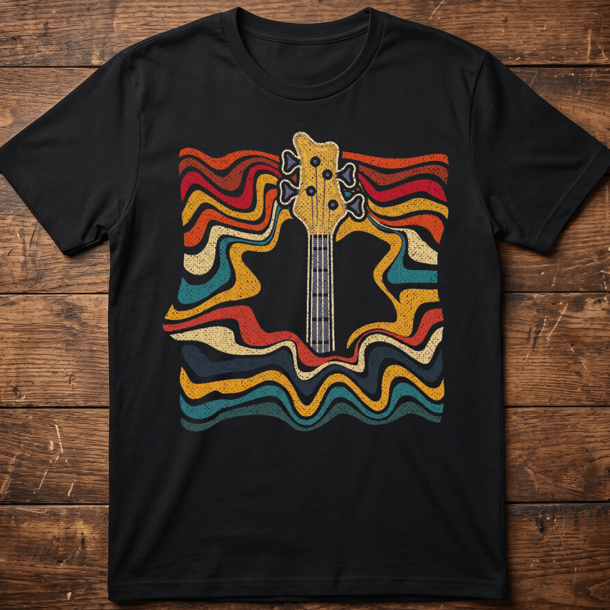 Psychedelic Bass Headstock Wave Tee - The Music Frontiers
