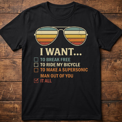 Queen Lyrics Checklist Tee
