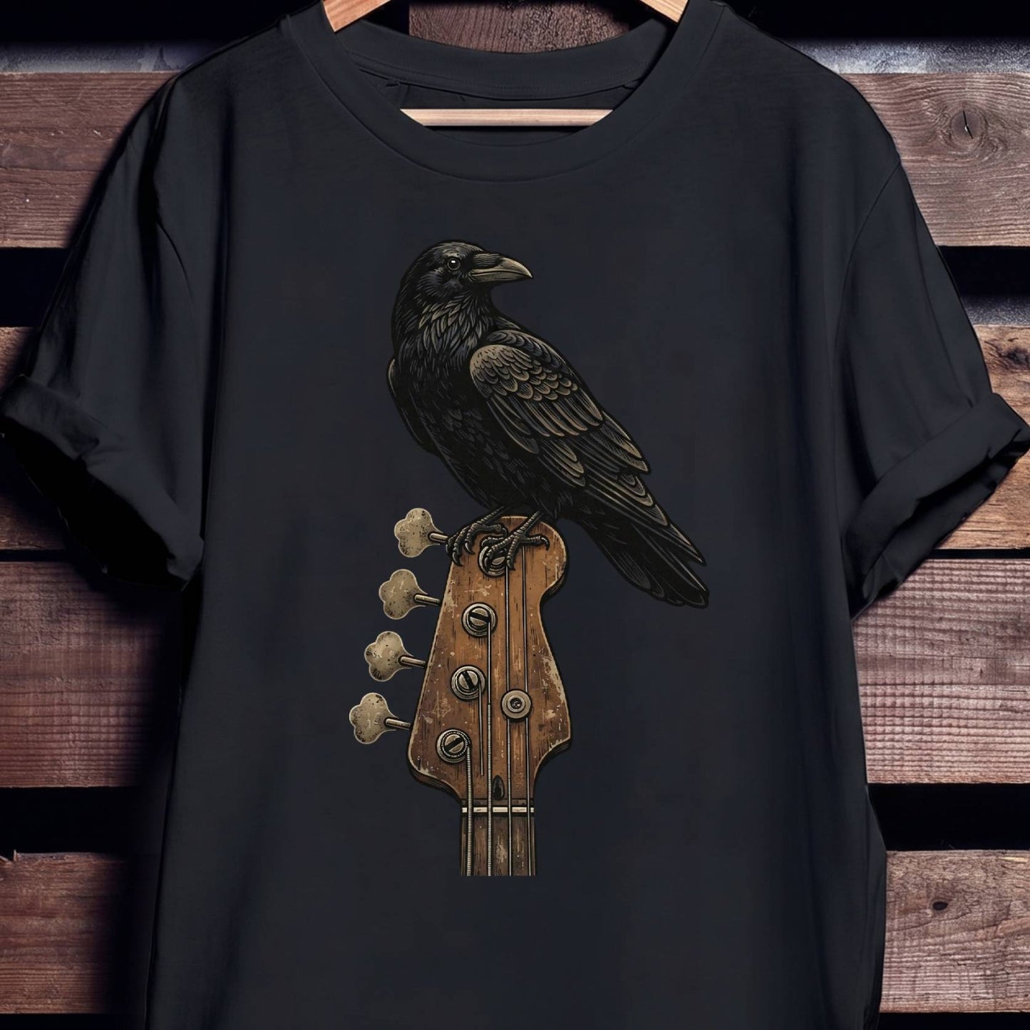 Raven Bass Guitar Headstock Tee - Unisex Standard T-Shirt