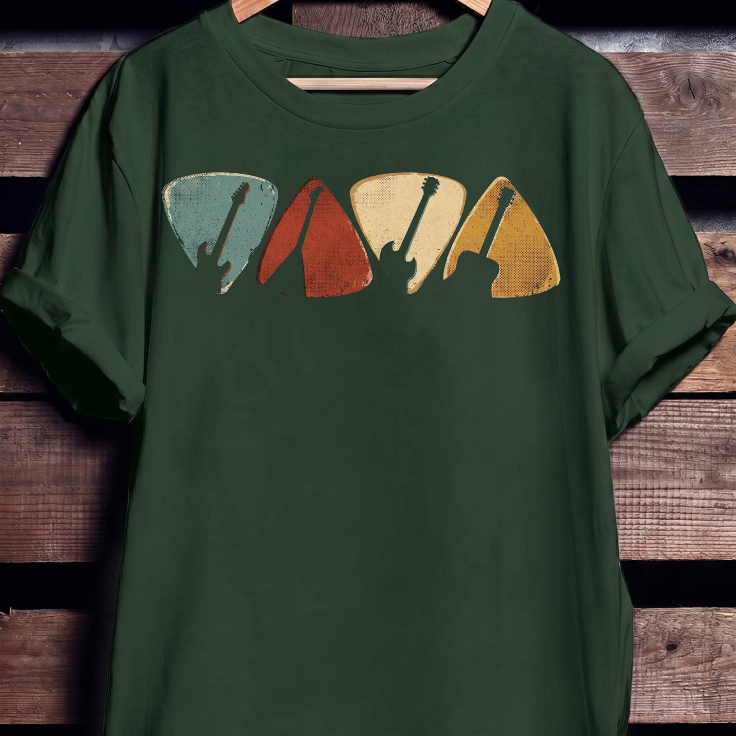 Retro Bassist Guitar Picks Tee - The Music Frontiers