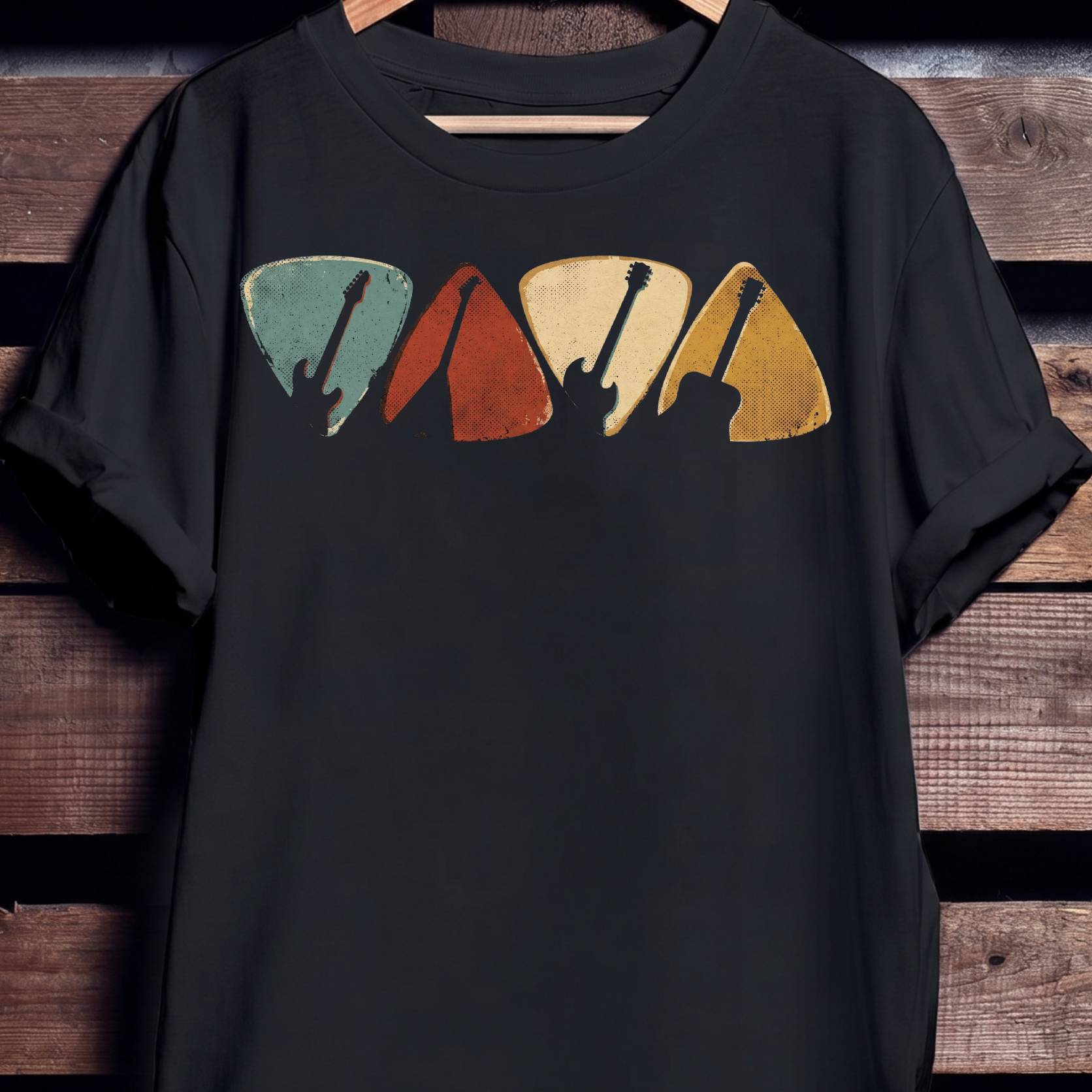 Retro Bassist Guitar Picks Tee - The Music Frontiers