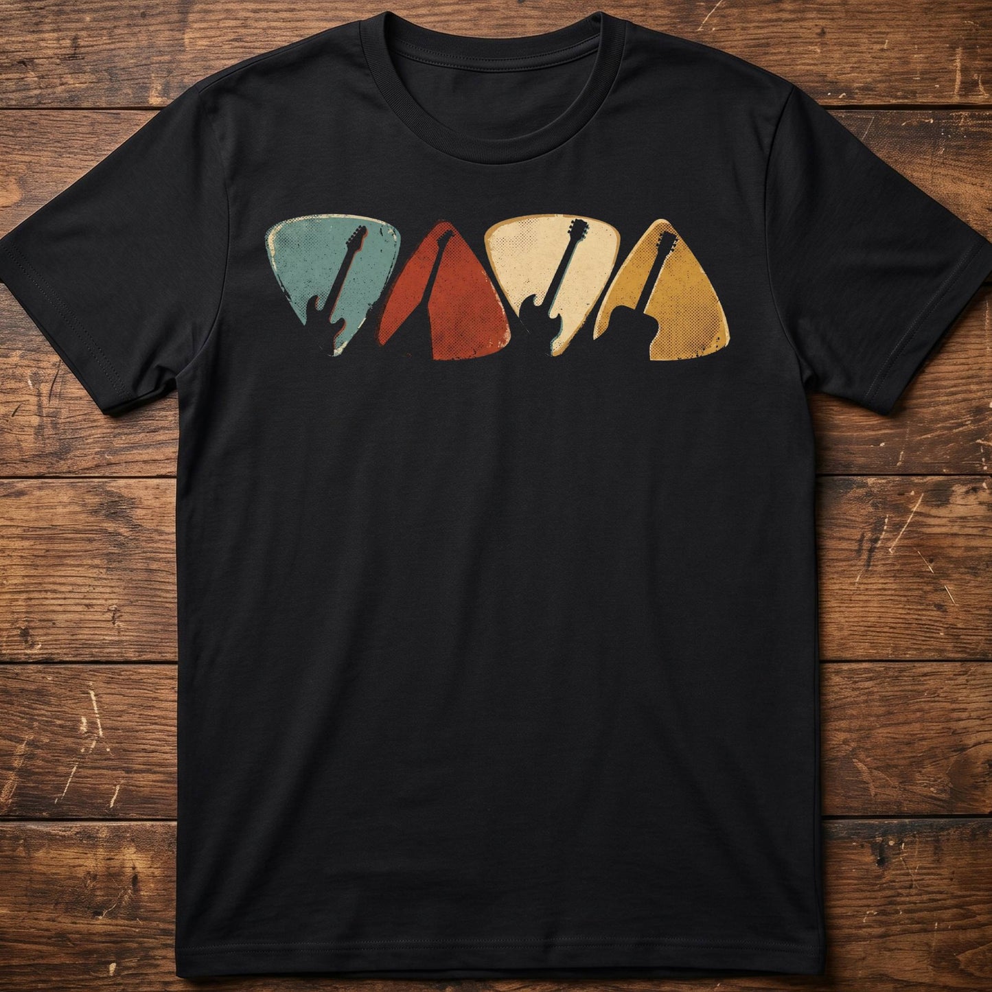 Retro Bassist Guitar Picks Tee - The Music Frontiers
