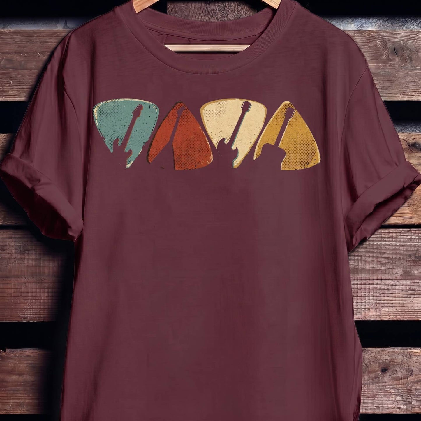 Retro Bassist Guitar Picks Tee - The Music Frontiers