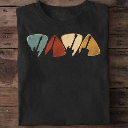 Retro Bassist Guitar Picks Tee - The Music Frontiers