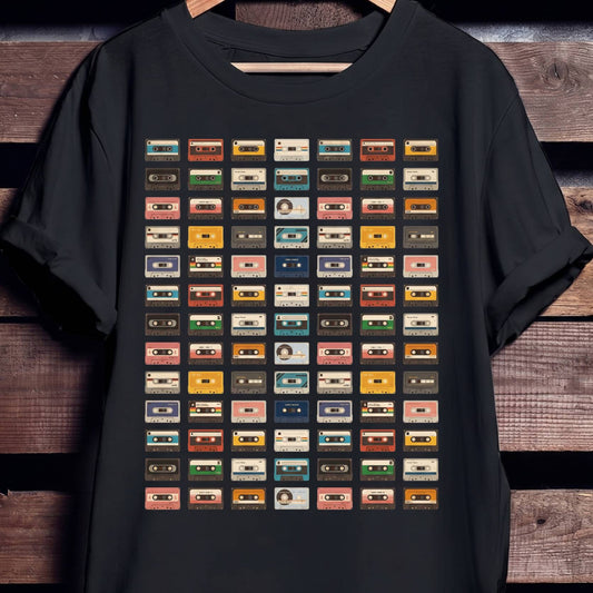 Retro Cassette Tapes Grid Tee