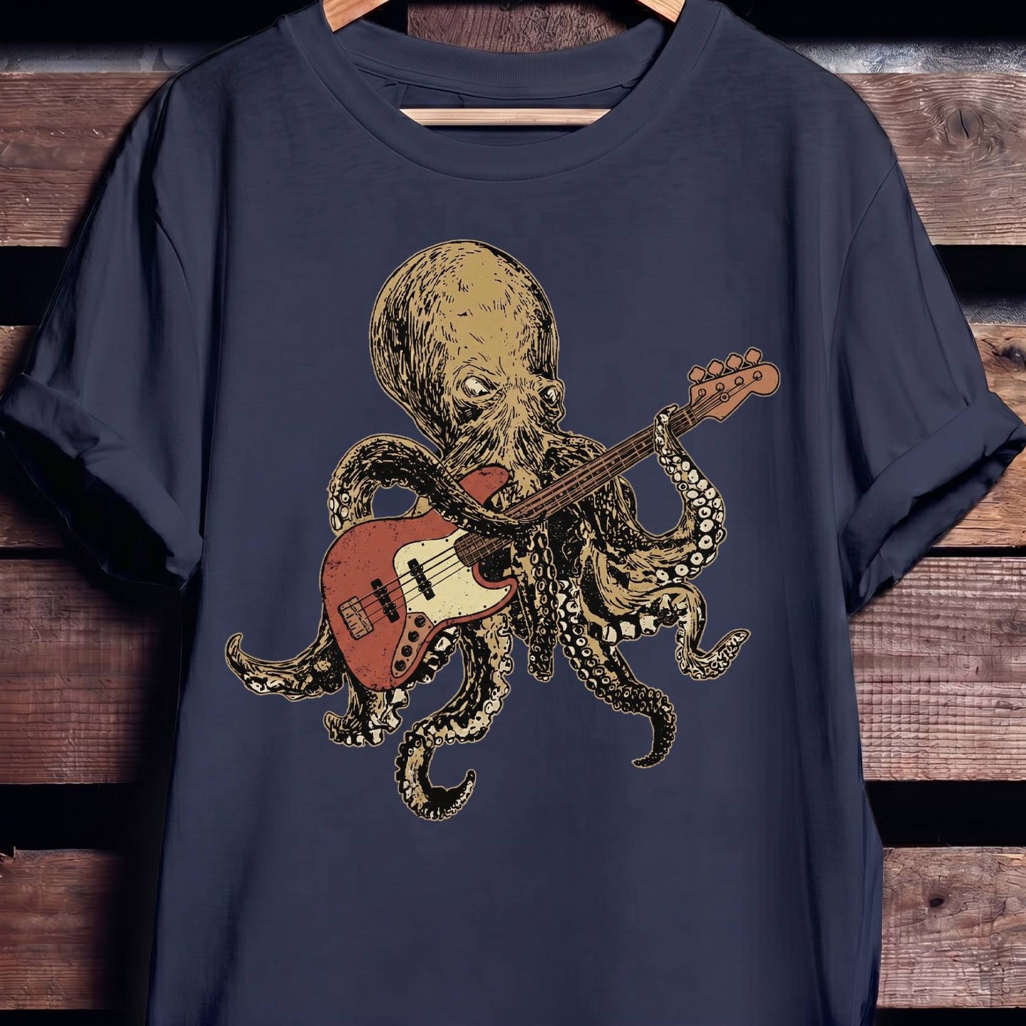 Retro Octopus Bassist T-Shirt - The Music Frontiers