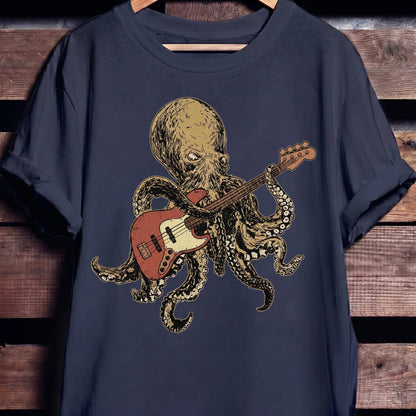 Retro Octopus Bassist T-Shirt - The Music Frontiers
