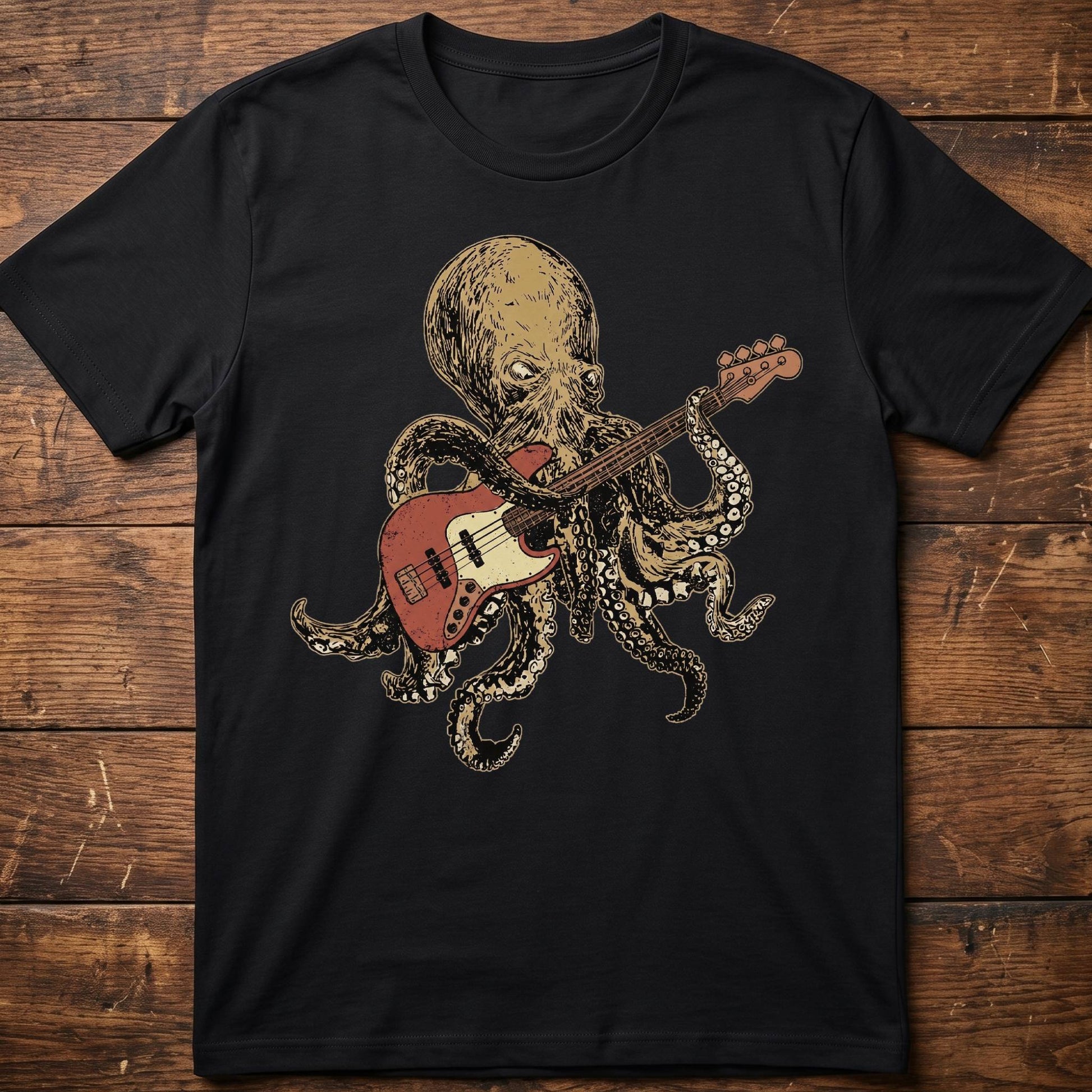 Retro Octopus Bassist T-Shirt - The Music Frontiers