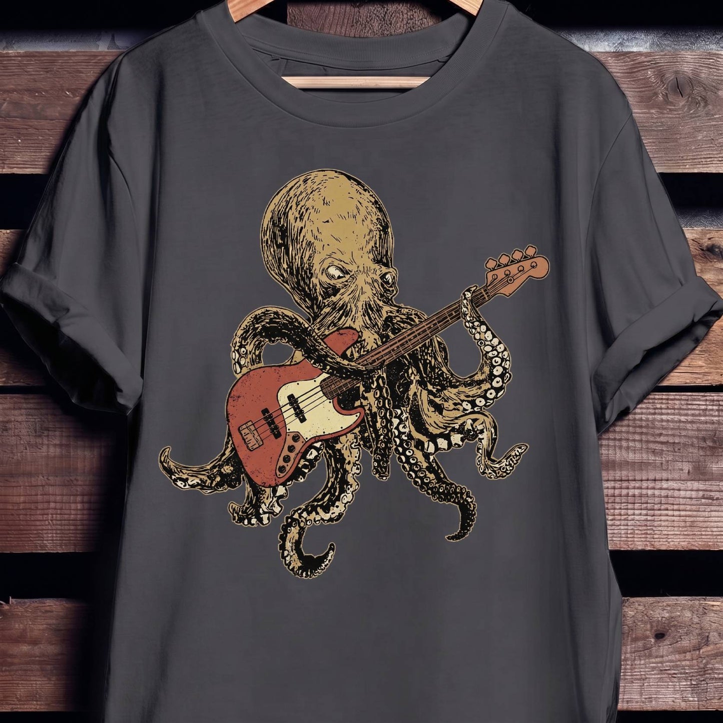 Retro Octopus Bassist T-Shirt - The Music Frontiers