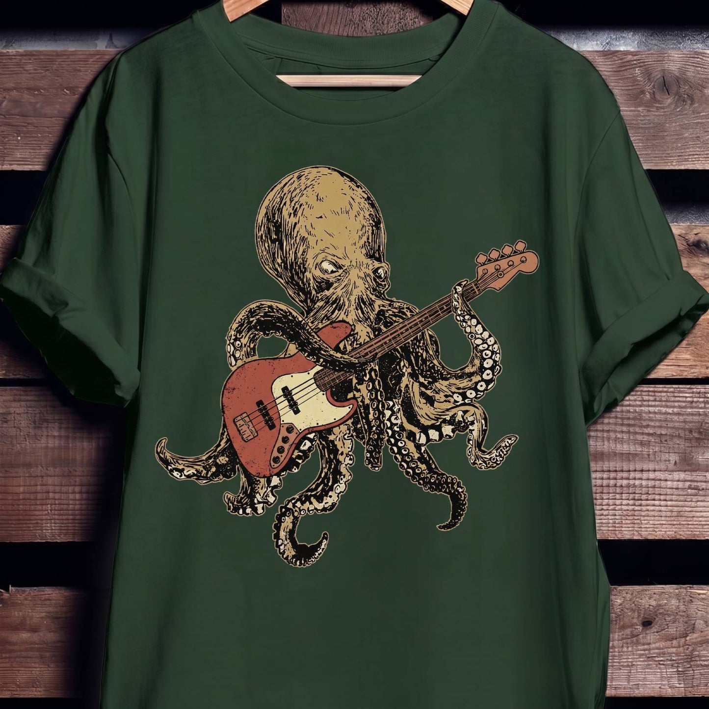 Retro Octopus Bassist T-Shirt - The Music Frontiers