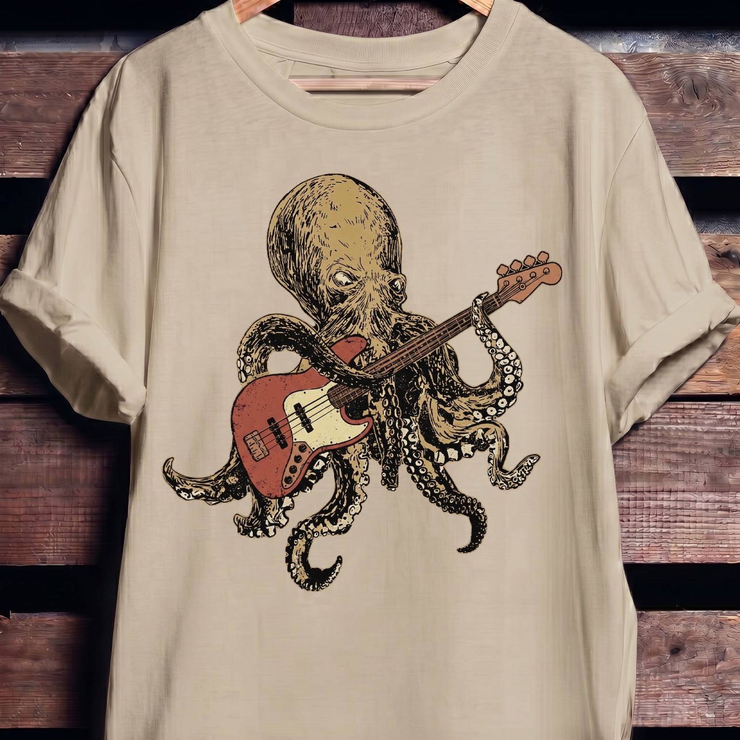 Retro Octopus Bassist T-Shirt - The Music Frontiers