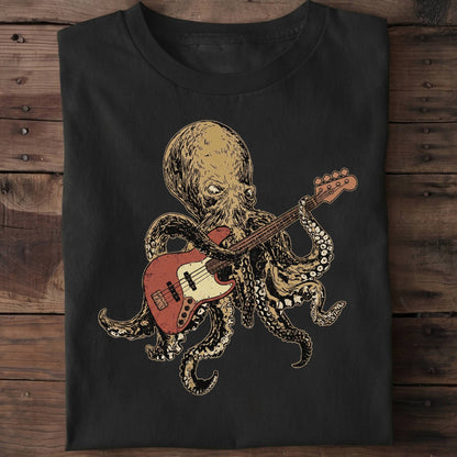 Retro Octopus Bassist T-Shirt - The Music Frontiers