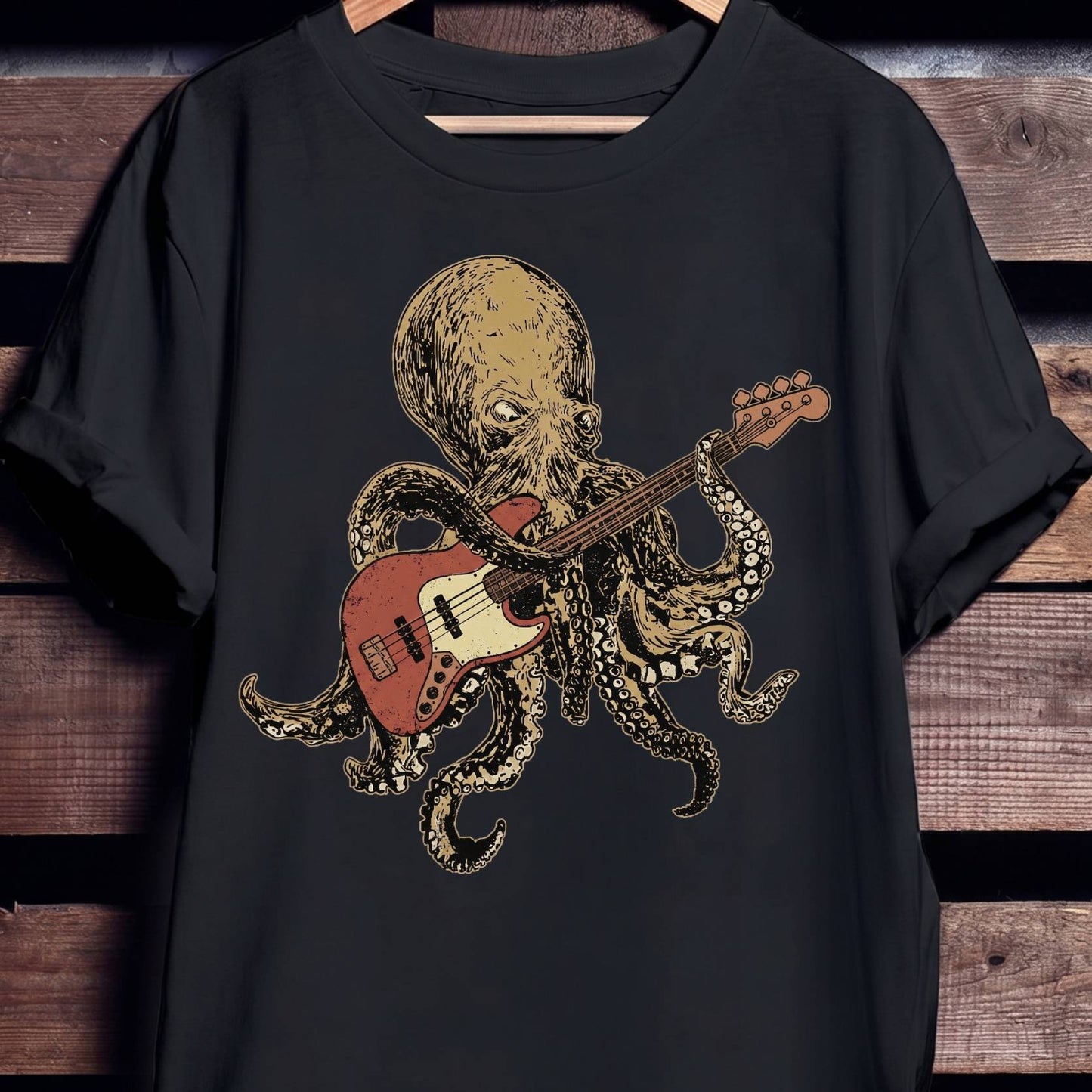 Retro Octopus Bassist T-Shirt - The Music Frontiers