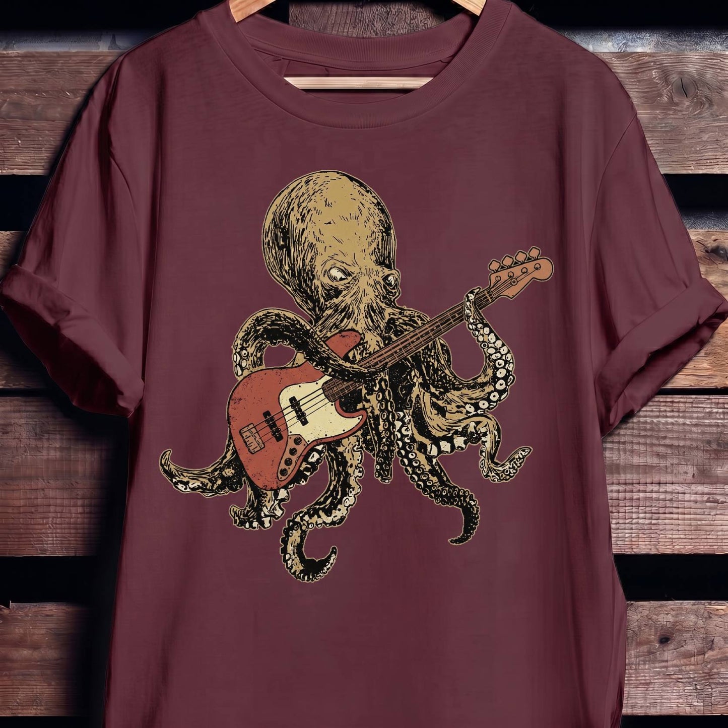 Retro Octopus Bassist T-Shirt - The Music Frontiers