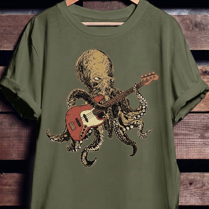 Retro Octopus Bassist T-Shirt - The Music Frontiers