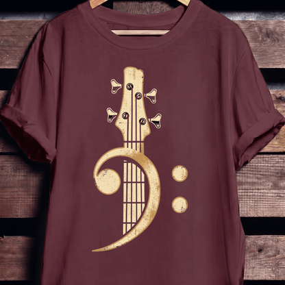 Retro Bass Clef Guitar Tee - The Music Frontiers