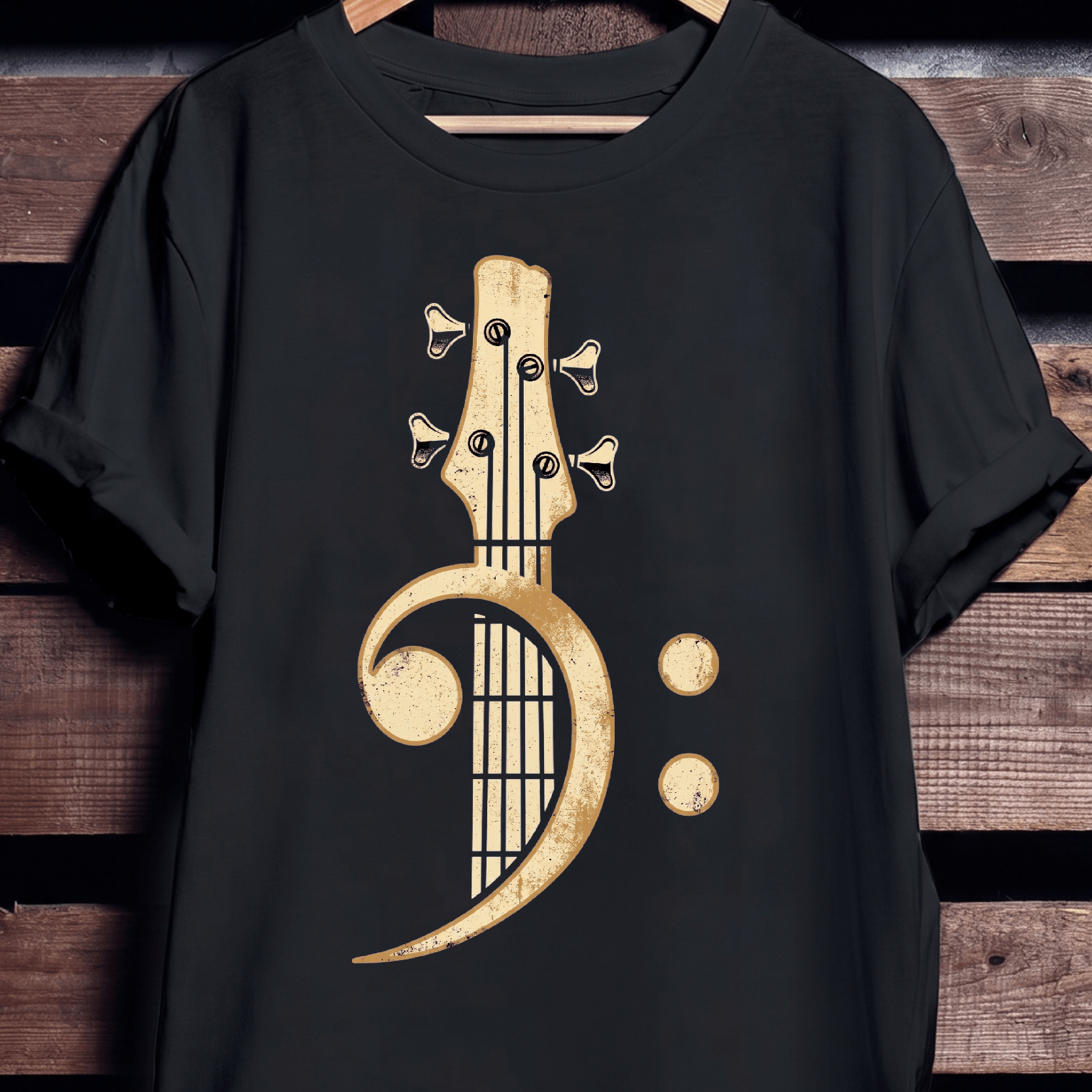 Retro Bass Clef Guitar Tee - The Music Frontiers