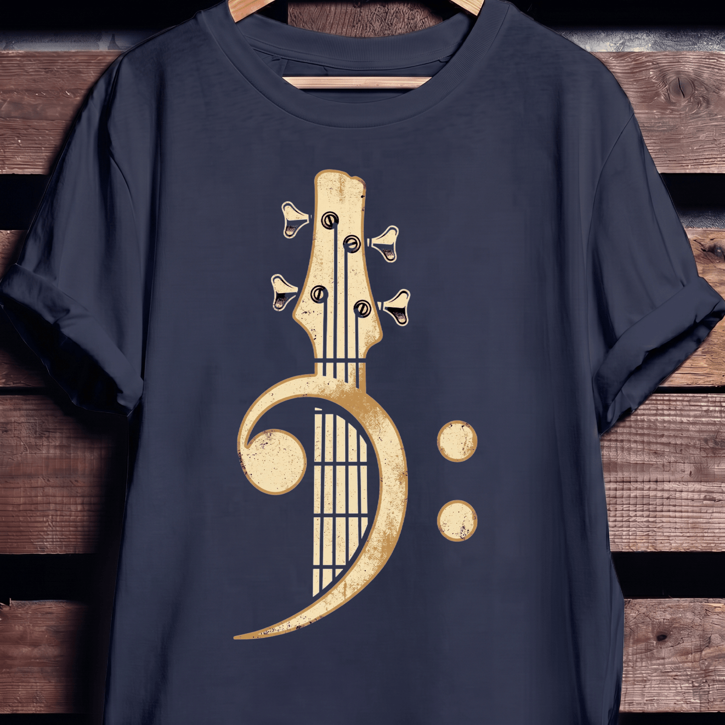 Retro Bass Clef Guitar Tee - The Music Frontiers