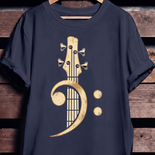 Retro Bass Clef Guitar Tee - The Music Frontiers