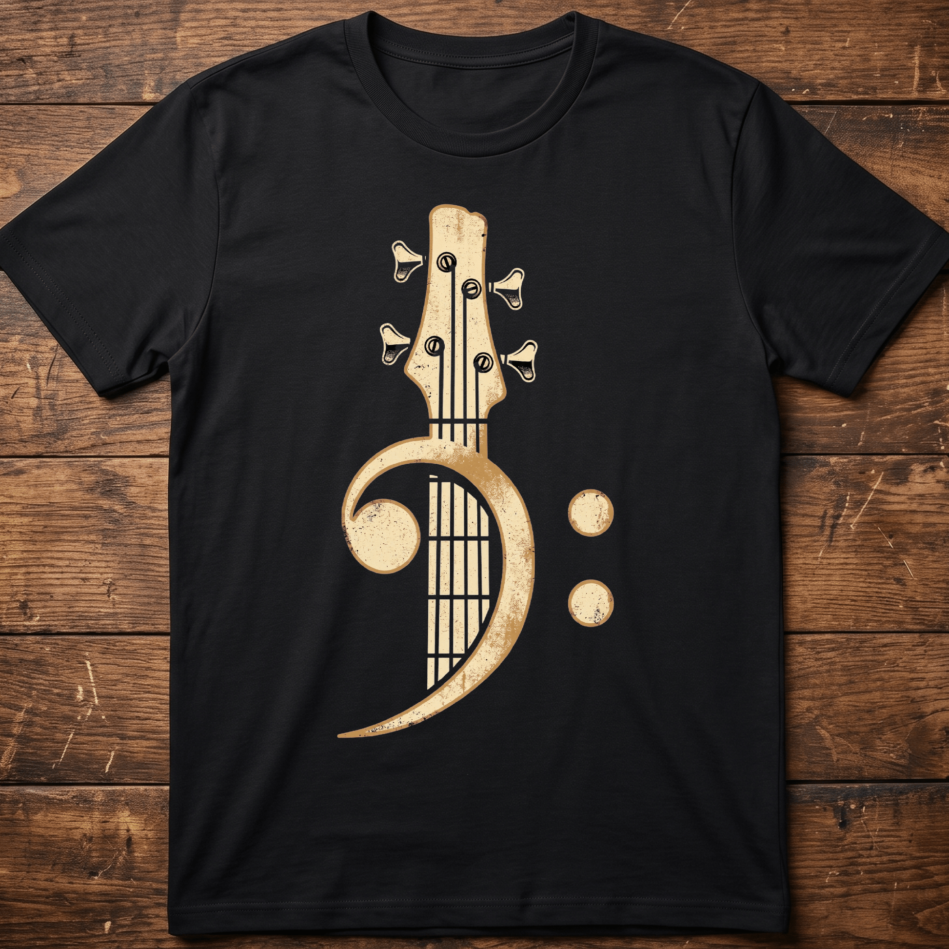 Retro Bass Clef Guitar Tee - The Music Frontiers