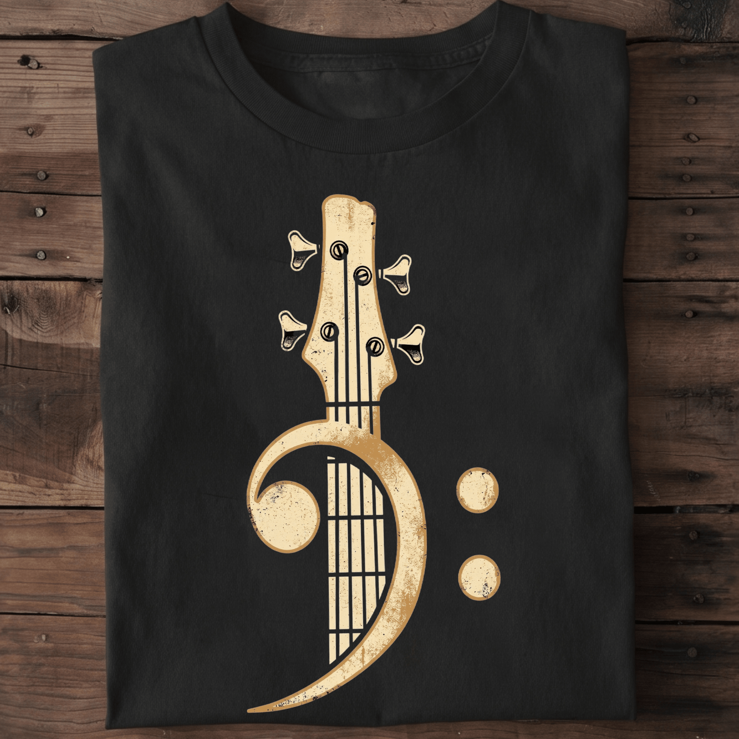 Retro Bass Clef Guitar Tee - The Music Frontiers