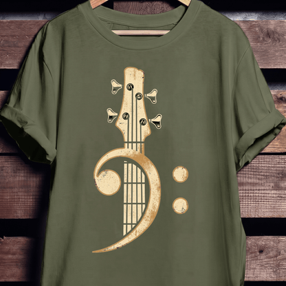Retro Bass Clef Guitar Tee - The Music Frontiers
