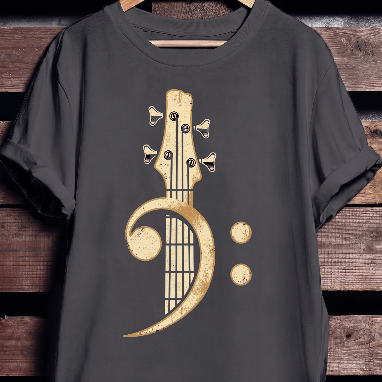 Retro Bass Clef Guitar Tee - The Music Frontiers