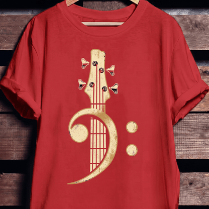 Retro Bass Clef Guitar Tee - The Music Frontiers