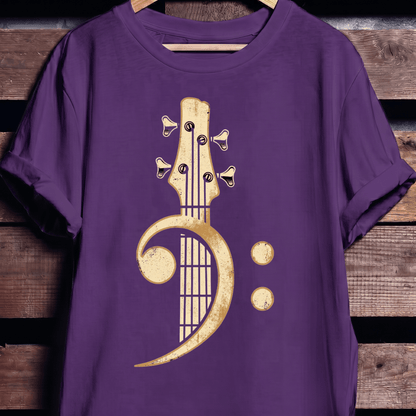 Retro Bass Clef Guitar Tee - The Music Frontiers