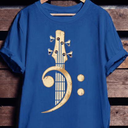 Retro Bass Clef Guitar Tee - The Music Frontiers